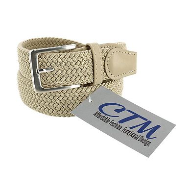 Ctm Men's Big & Tall Elastic Braided Stretch Belt With Silver Buckle