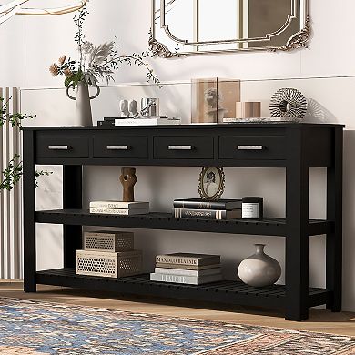 Merax Entryway Console Table With 4 Drawers And 2 Shelves