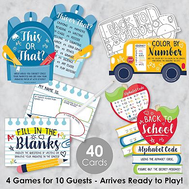Big Dot Of Happiness Back To School - 4 Classroom Games - 10 Cards Each - Gamerific Bundle