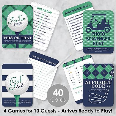Big Dot Of Happiness Par-tee Time Golf 4 Retirement Games 10 Cards Each Gamerific Bundle
