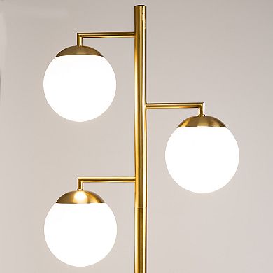 Ozarke Cosmic Glow Floor Lamp with 3 Globe Glass Shade - Brass