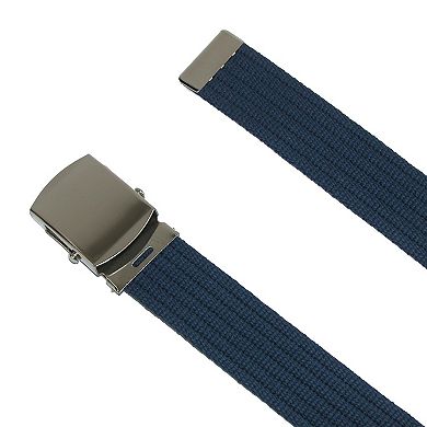 CTM Big & Tall Ribbed Fabric Belt With Nickel Buckle