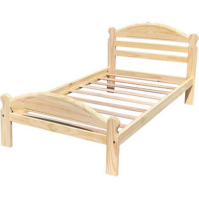 Twin Unfinished Solid Pine Wood Platform Bed Frame With Headboard And Footboard