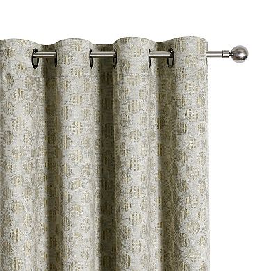 Kate Aurora 2 Piece Contemporary Chic Metallic Abstract Circles Light Filtering Grommet Top Curtains