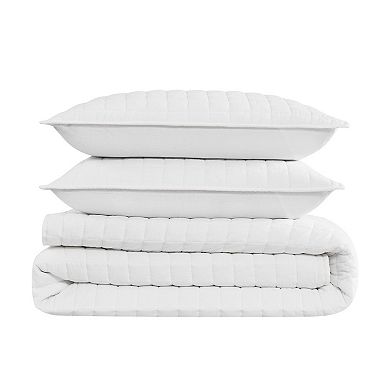 Brooklyn Loom 3 Pc White Quilt Set 