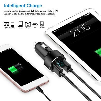 Universal Dual Usb Car Charger Adapter - 15w 3.1a - Fast Car Charging Adapter, For Iphone Xr Xs