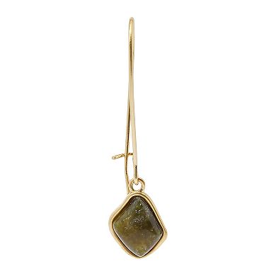 Sonoma Goods For Life® Gold Tone Green Rhombus Stone Wire Nickel Free Drop Earrings