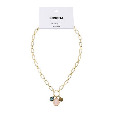 Sonoma Goods For Life® Gold Tone Paper Clip Chain Stone Pendant Necklace