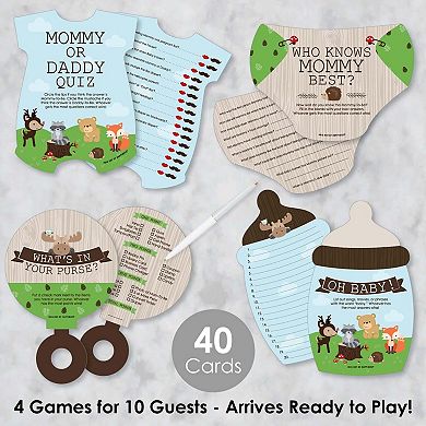Big Dot Of Happiness Woodland Creatures 4 Baby Shower Games 10 Cards Each Gamerific Bundle