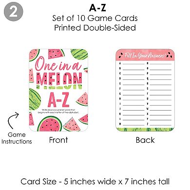 Big Dot Of Happiness Sweet Watermelon 4 Fruit Party Games 10 Cards Each - Gamerific Bundle