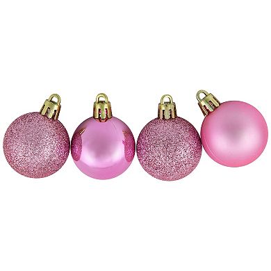 Northlight 96-Pack Bubblegum Pink Shatterproof 4-Finish Christmas Ball Ornaments