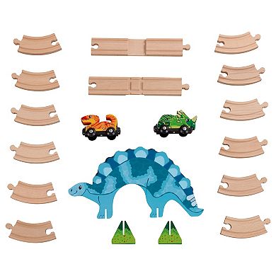 KidKraft Adventure Tracks Dino World Stego Loop Wooden Train Track Set