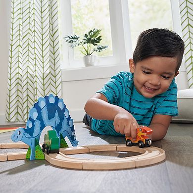 KidKraft Adventure Tracks Dino World Stego Loop Wooden Train Track Set