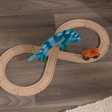 KidKraft Adventure Tracks Dino World Stego Loop Wooden Train Track Set