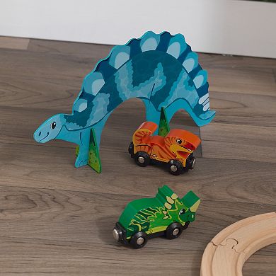 KidKraft Adventure Tracks Dino World Stego Loop Wooden Train Track Set