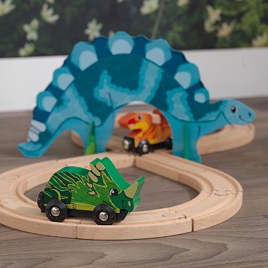 KidKraft Adventure Tracks Dino World Stego Loop Wooden Train Track Set