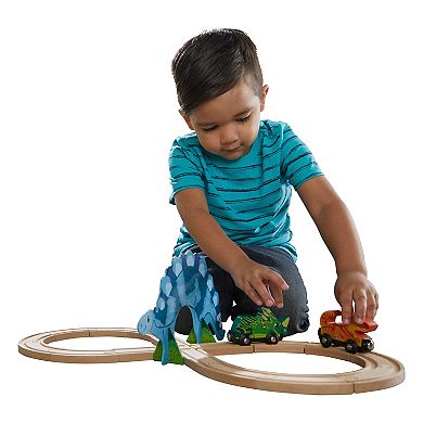 KidKraft Adventure Tracks Dino World Stego Loop Wooden Train Track Set