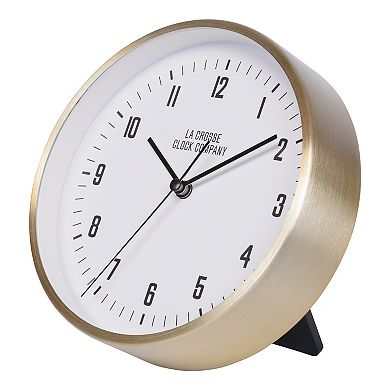 La Crosse Technology 6-in. Wells Brass-Finish Metal Quartz Table-Top or Wall Mounted Clock