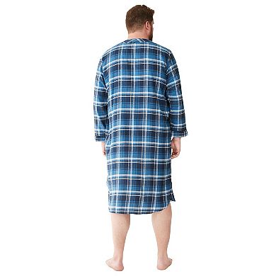 Kingsize Men's Big & Tall Plaid Flannel Nightshirt