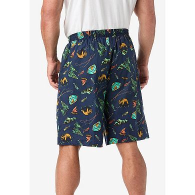 Kingsize Men's Big & Tall Full-elastic Waist Woven Sleep Shorts