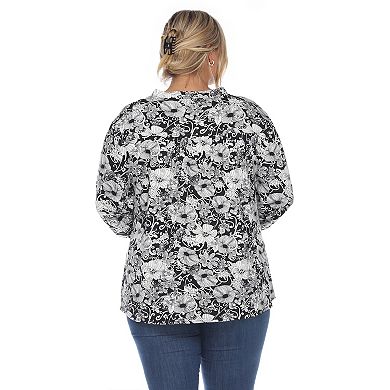 Ps Pleated Long Sleeve Floral Print Blouse