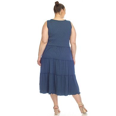 Women's Plus Size Scoop Neck Tiered Midi Dress