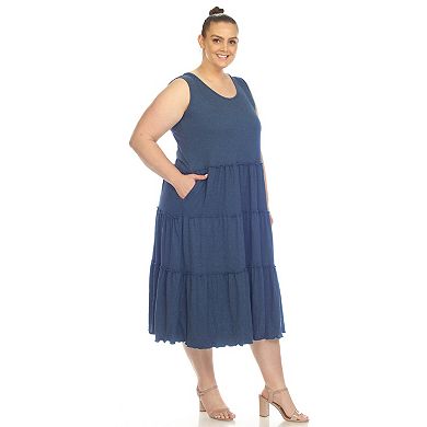 Women's Plus Size Scoop Neck Tiered Midi Dress