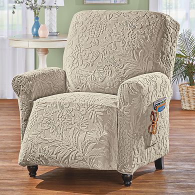 Collections Etc Embossed Tropical Design Stretch Furniture Cover