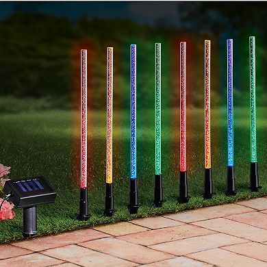 Collections Etc 8-piece Solar Multicolored Landscape Pathway Bubble Lights