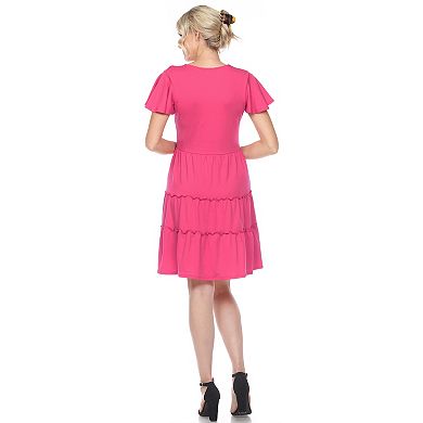 Women's Short Sleeve V-neck Tiered Dress