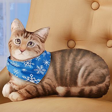Collections Etc Cat Accent Pillow With Interchangeable Seasonal Bandanas Rectangle