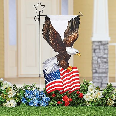 Collections Etc Unique Patriotic Bald Eagle Garden Flag With Metal Holder