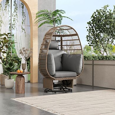 Swivel Egg Chair For Outdoor Spaces (grey Wicker)