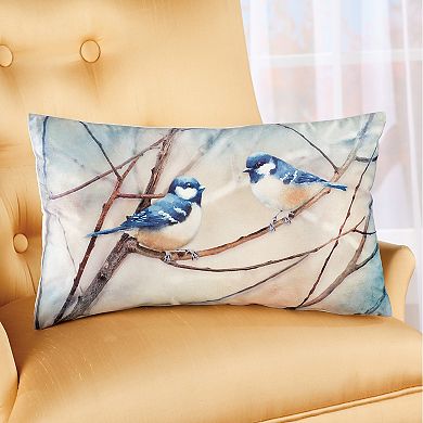 Collections Etc Bird Pillow With Resting Blue Chickadees Rectangle
