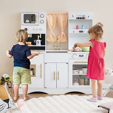 Kids Kitchen Playset With Microwave And Coffee Maker For Ages 3+