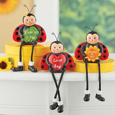 Collections Etc Hand-painted Adorable Ladybug Sitters - Set Of 3