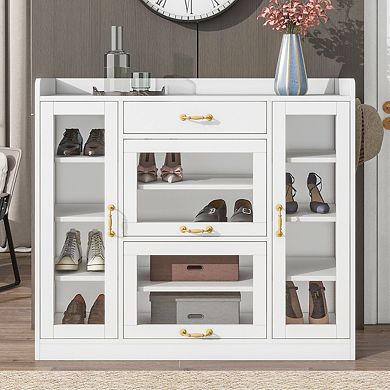 Modernist Side Cabinet, Freestanding Shoe Rack, Versatile Display Cabinet