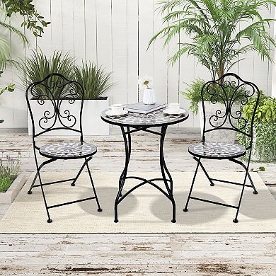 24 Inch Patio Bistro Table With Ceramic Tile Tabletop