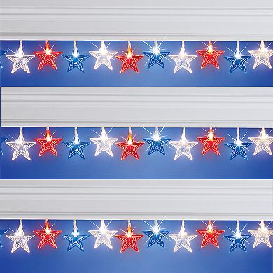 Collections Etc Led Lighted Patriotic Star-shaped String Lights With 20 Lights