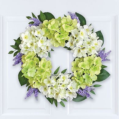 Collections Etc Hydrangea Blooms And Lavender Hanging Wreath Circle