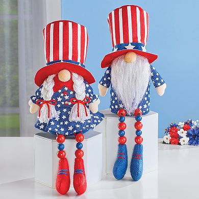 Collections Etc 2-piece Patriotic 4th Of July Gnome Sitter Figurines