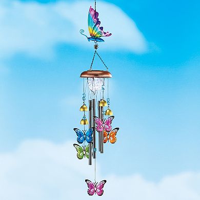 Collections Etc Solar Lighted Butterfly Windchime With Bells
