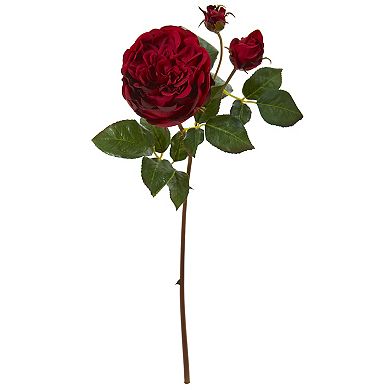Rose Artificial Flower With Realistic Leaves (set Of 6)