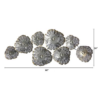 5’ X 2’ Floating Metal Floral Wall Art Decor