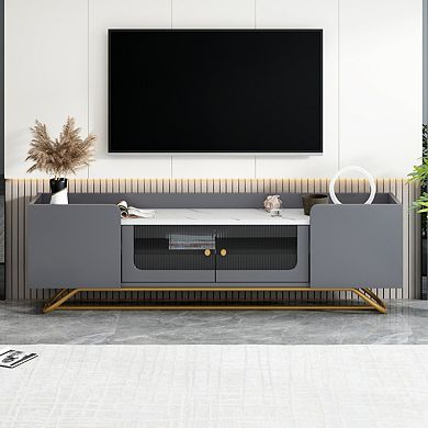 Modern Tv Stand With Glass And Marble Top