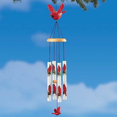 Collections Etc Beautiful Winter Cardinal Hanging Wind Chime