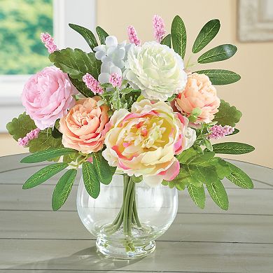 Collections Etc Peony And Hydrangea Centerpiece With Vase