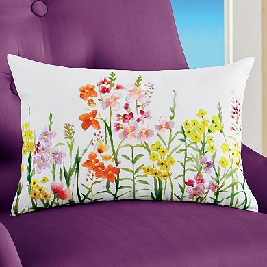 Collections Etc Lovely Wildflower Garden Rectangular Accent Pillow Rectangle