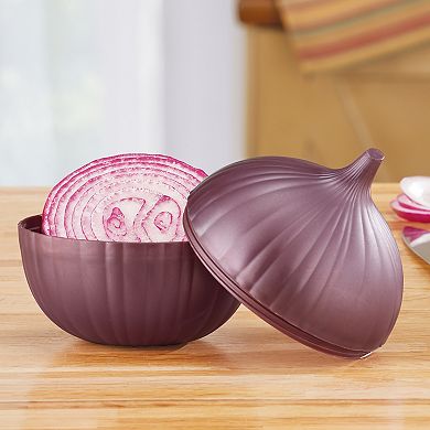 Collections Etc Airtight Seal Red Onion Shaped Onion Saver