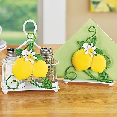 Collections Etc 4-piece Lemon Floral Kitchen Accessory Set